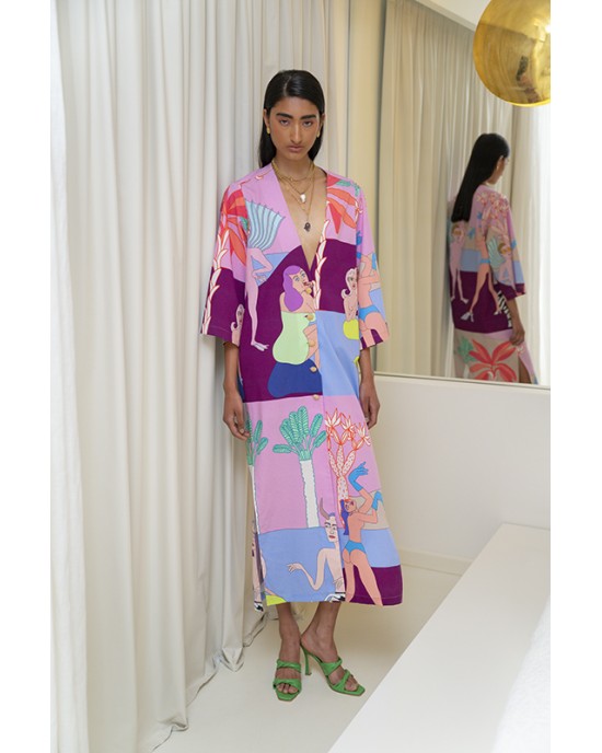 Aenao Pink Island Kimono/Φόρεμα Aenao Pink Island Kimono/Φόρεμα