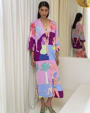 Aenao Pink Island Kimono/Φόρεμα
