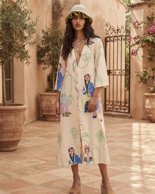 Aenao Three Beige Kimono/Φόρεμα