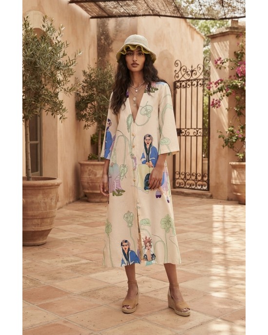 Aenao Three Beige Kimono/Φόρεμα