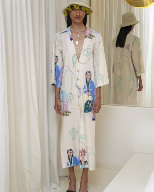 Aenao Three Beige Kimono/Φόρεμα