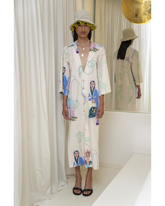 Aenao Three Beige Kimono/Φόρεμα