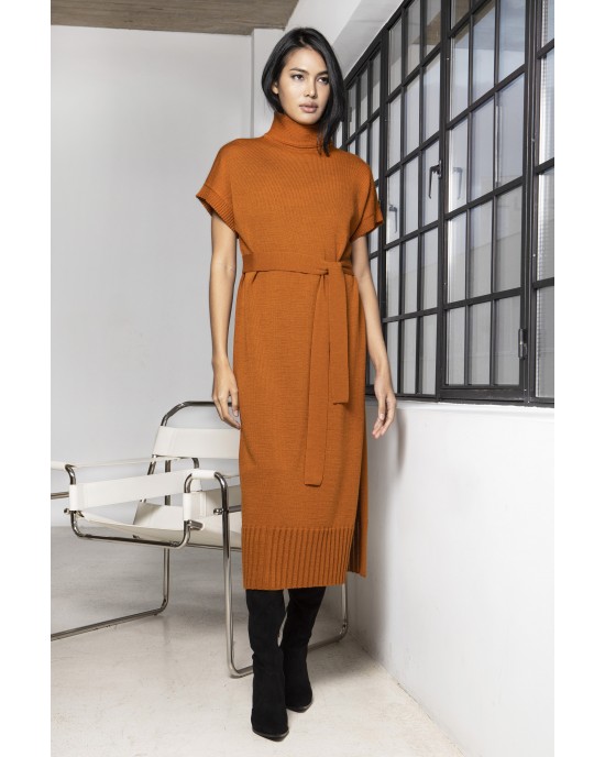 Aggel Midi Φόρεμα Με Άνοιγμα Στο Πλάι Burnt Orange