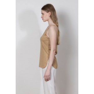 Aggel Lurex V-Αμάνικο Top Tan Gold
