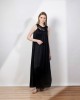 Aggel Satin Maxi Φόρεμα Με Χειροποίητες Πλεκτές Λεπτομέρειες Black
