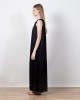 Aggel Satin Maxi Φόρεμα Με Χειροποίητες Πλεκτές Λεπτομέρειες Black
