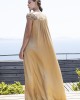 Aggel Satin Maxi Φόρεμα Με Χειροποίητες Πλεκτές Λεπτομέρειες Gold