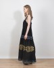Aggel Maxi Κεντημένο Ζακάρ Φόρεμα Με Πλεκτές Λεπτομέρειες Black/Gold