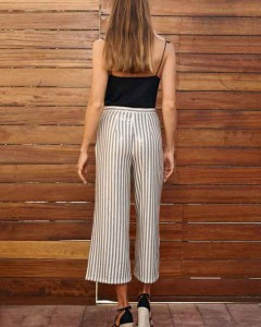 Aggel Knitwear 3/4 Παντελόνα Ιβουάρ/Μαύρο Παγιέτα