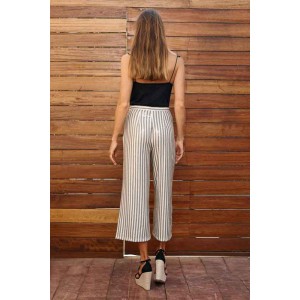 Aggel Knitwear 3/4 Παντελόνα Ιβουάρ/Μαύρο Παγιέτα