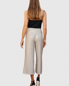 Aggel Knitwear 3/4 Παντελόνα Ιβουάρ/Μαύρο Παγιέτα