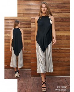 Aggel Knitwear 3/4 Παντελόνα Ιβουάρ/Μαύρο Παγιέτα