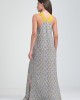 Aggel Knitwear Maxi Φόρεμα Με Γεωμετρικά Σχέδια Γκρι/Κίτρινο