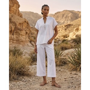Aggel Linen Ivory Μπλούζα & Παντελόνι