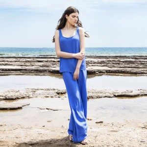 Aggel Κρεπ Mαροκέν Royal Blue Παντελόνι