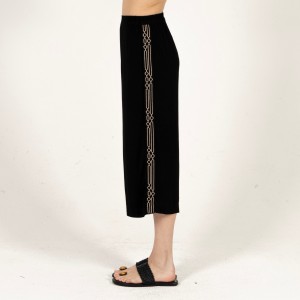 Aggel Κρεπ Mαροκέν Black Kοντό Παντελόνι