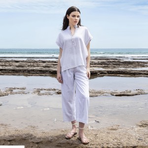 Aggel Linen Ivory Μπλούζα & Παντελόνι