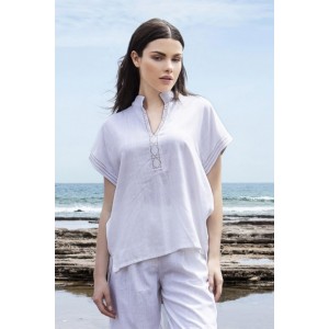 Aggel Linen Ivory Μπλούζα & Παντελόνι