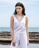 Aggel Linen Sleeveless Ivory Μπλούζα