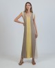 Aggel Lurex Beige Gold Lime Elephant Maxi Φόρεμα