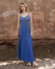 Aggel Lurex Royal Blue Tan Gold Τρυπητό Φόρεμα