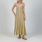Aggel Lurex Elephant Lime Beige Maxi Φόρεμα