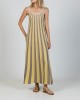 Aggel Lurex Elephant Lime Beige Maxi Φόρεμα