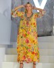 Aisha Silk Resortwear Fendy Kaftan Flower Κίτρινο