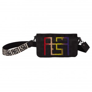 Ames Troy Multicolor Full Black Τσάντα Ώμου