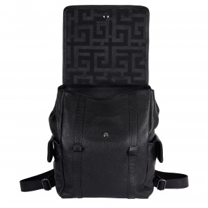 Ames Avakas Leather Black Τσάντα Πλάτης