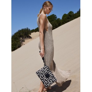 Ames Kleos Beige Black Τσάντα Χειρός