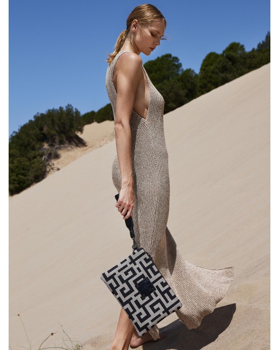 Ames Kleos Beige Black Τσάντα Χειρός