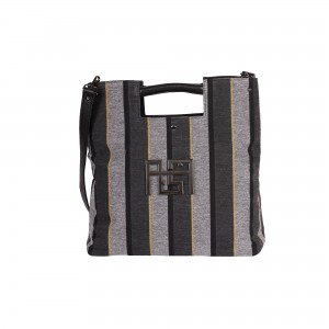 Ames Lavi Stripes Grey Τσάντα Χειρός