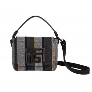 Ames Ora Stripes Grey Τσάντα Χειρός