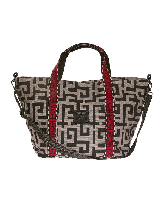 Ames Theros Beige Black Red Τσάντα Ώμου