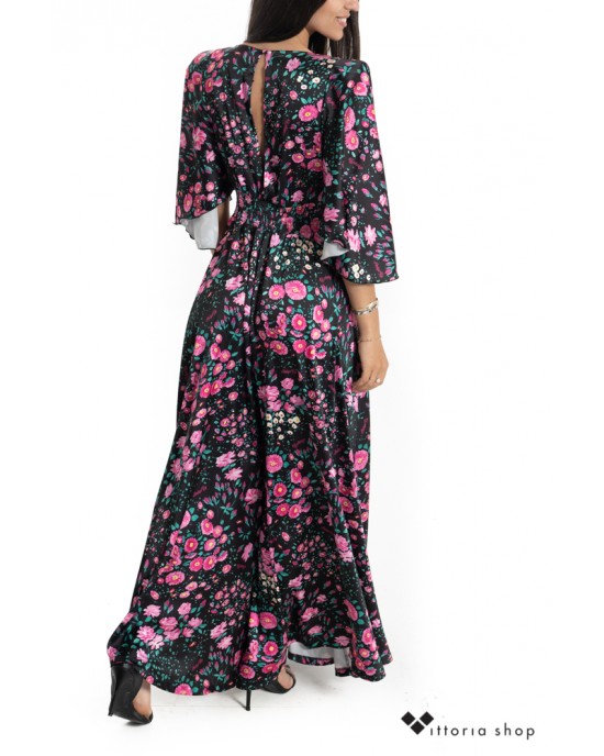 Aniye By Garden Wrap Φόρεμα Μαύρο/Φούξια