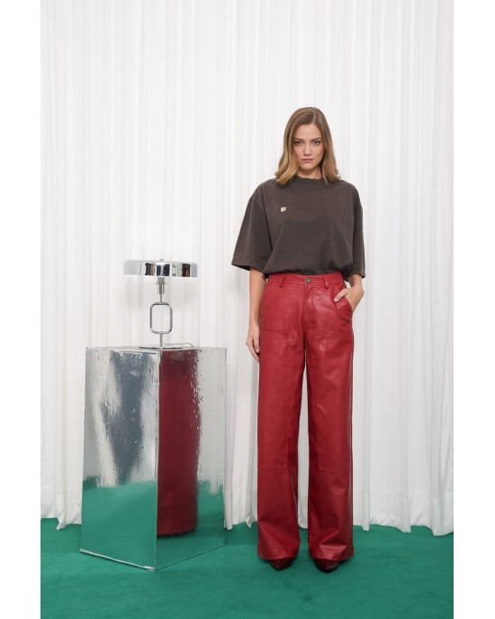 Arpyes Purpose Faux Leather Red Παντελόνι Arpyes Purpose Faux Leather Red Παντελόνι