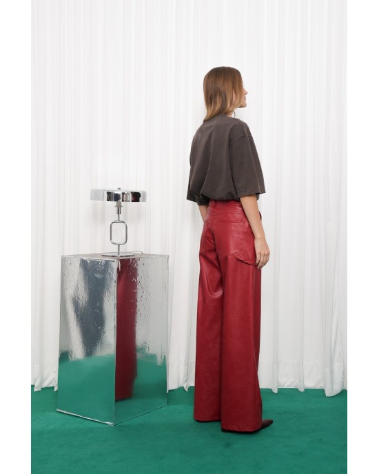 Arpyes Purpose Faux Leather Red Παντελόνι Arpyes Purpose Faux Leather Red Παντελόνι