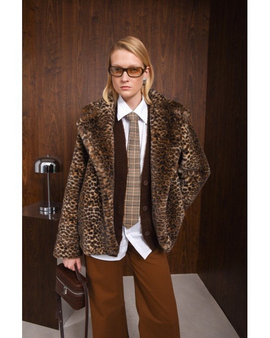Arpyes It’s Complicated Faux Fur Leopard Τζάκετ
