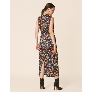 Avant Garde Jeweled Print Black Midi Φόρεμα