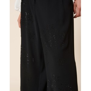 Avant Garde Wide Leg With Rhinestones Παντελόνι Black/Black