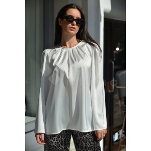 Avant Garde Silk Satin Longsleeve Ecru Μπλούζα