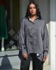 Avant Garde Logo Grey Blue Relaxed Oversized Πουκάμισο