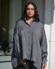 Avant Garde Logo Grey Blue Relaxed Oversized Πουκάμισο