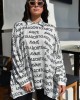 Avant Garde Logo Light Grey Relaxed Oversized Πουκάμισο