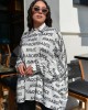 Avant Garde Logo Light Grey Relaxed Oversized Πουκάμισο