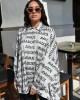 Avant Garde Logo Light Grey Relaxed Oversized Πουκάμισο