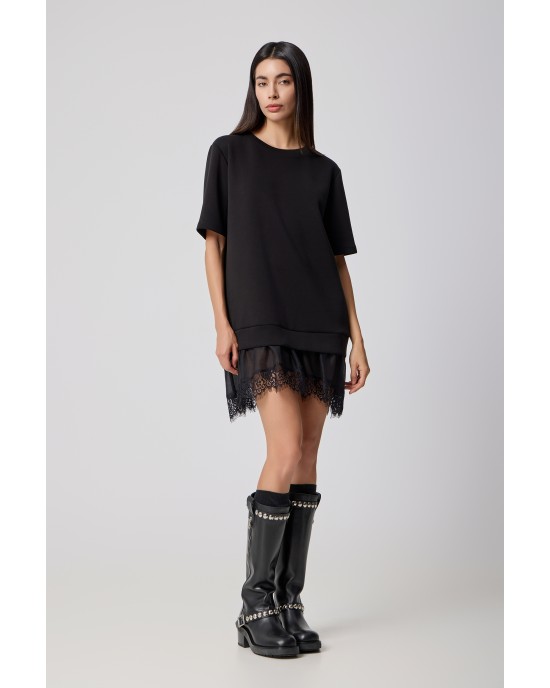 Avant Garde Jersey Mini Black With Lingerie Details Φόρεμα Avant Garde Jersey Mini Black With Lingerie Details Φόρεμα