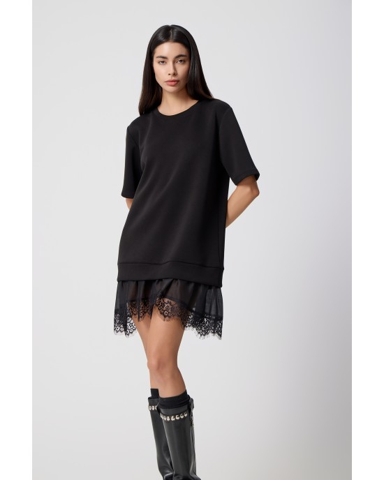 Avant Garde Jersey Mini Black With Lingerie Details Φόρεμα Avant Garde Jersey Mini Black With Lingerie Details Φόρεμα