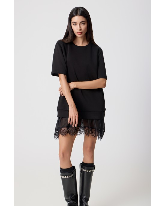 Avant Garde Jersey Mini Black With Lingerie Details Φόρεμα Avant Garde Jersey Mini Black With Lingerie Details Φόρεμα